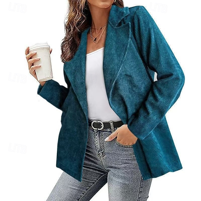 Women's Blazer Comfortable Buttons Fashion Plain Vacation Holiday Single Breasted Regular Turndown Regular Fit Long Sleeve Outerwear White Royal Blue Fuchsia Fall Winter 2026 - $46.99 –P4