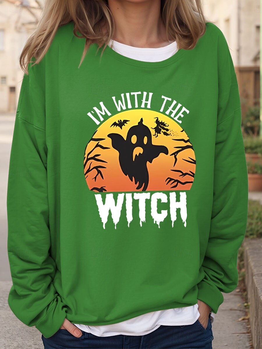 Sweatshirts Femme Halloween Graphique Chauve-souris Lettre Vintage Mode Décontractée Manches Longues Col Ras du Cou Tops Normaux Imprimé Décontracté Noir Rouge Marron Vert Kaki Automne Hiver de 2025 ? $24.99 –P3