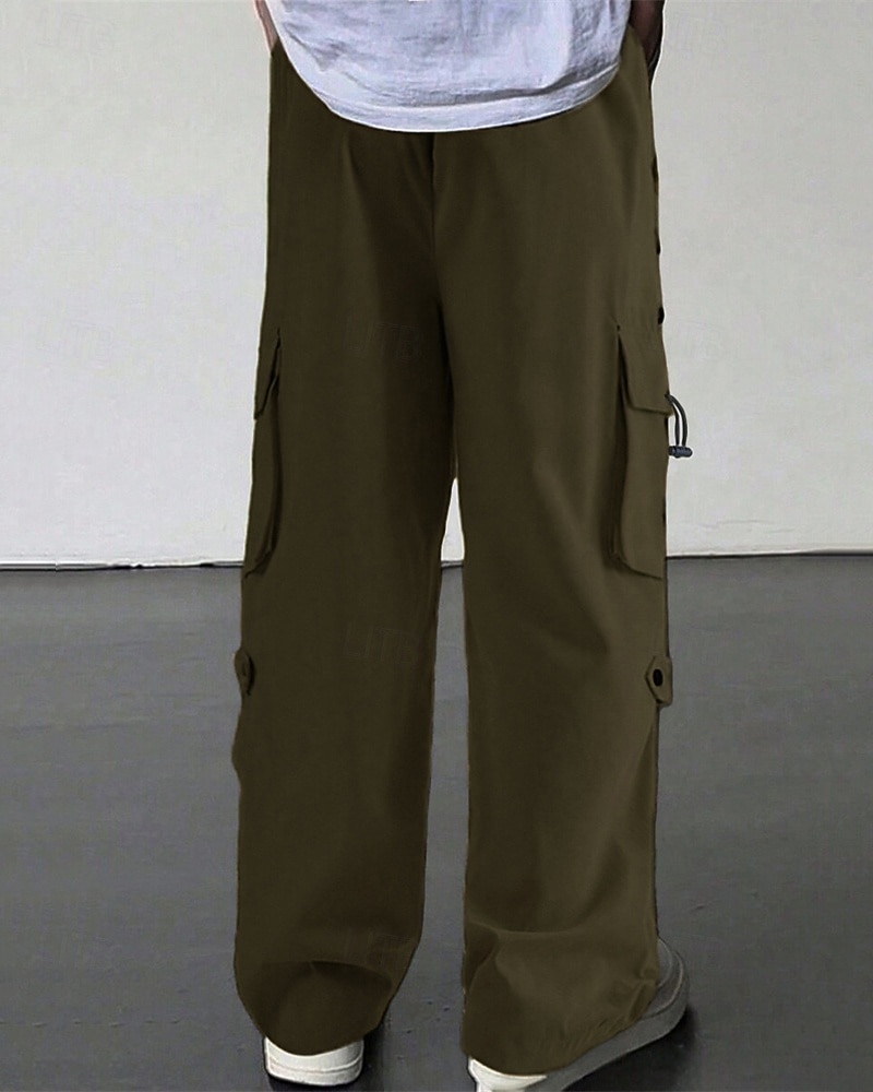 Per uomo Pantaloni Cargo Pantaloni Coulisse Elastico in vita Multi-tasche Semplice Indossabile All'aperto Quotidiano Campeggio & Escursionismo Moda Classico Nero Verde militare del 2025 a $25.99 –P12
