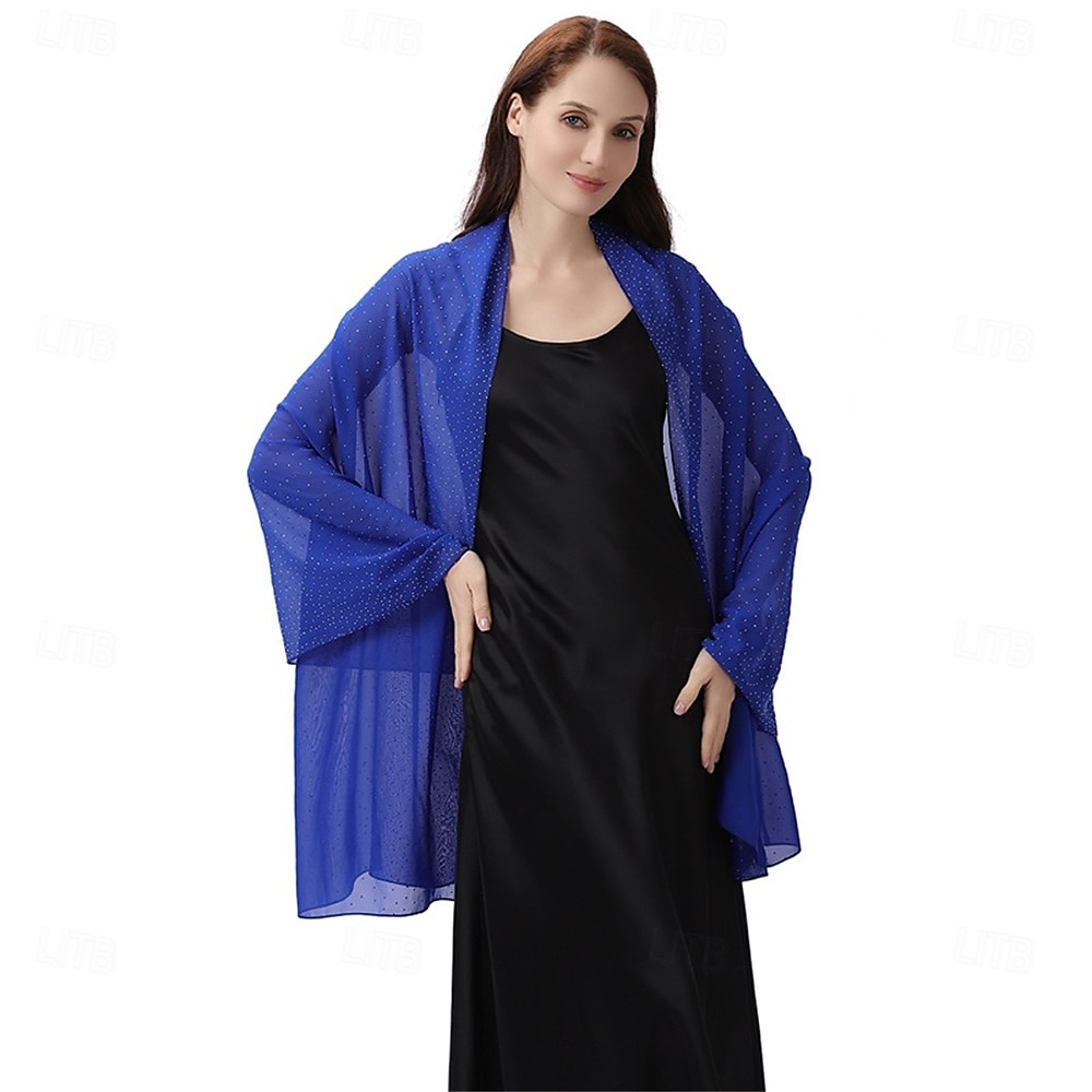scialli e stole da donna per abiti da sera, scialli in chiffon trasparente con strass scintillanti, copriabiti formali del 2025 a $31.99 –P15