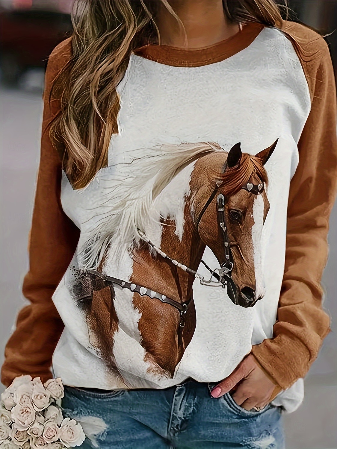 Per donna Pullover Grafico Animale Casual Manica Lunga Girocollo Top Regolari Casuale Marrone Primavera Autunno Inverno del 2026 a $28.99 –P1