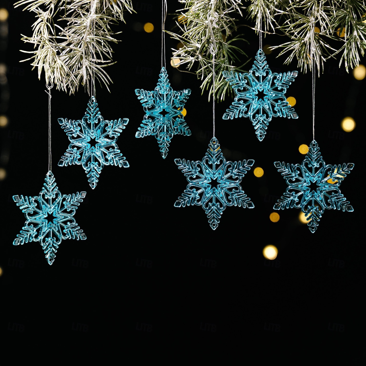 6 stk. krystall snøfnuggpynt i julekrystall, hengende snøfnuggpynt i akryl, rosa istapp-snøfnuggpynt i 3 farger til juletrefest, hjemmedekorasjon 2025 - $5.99 –P9