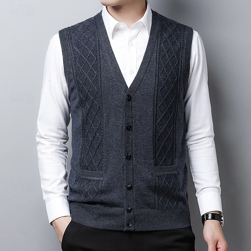 Herren Pullover Kleid Pullover Strickjacke Strickpullover Gerippt Stricken Normale Oberteile Gestrickt Gerippt Einfach V Ausschnitt Mode Schals Lässig Alltagskleidung Bekleidung Herbst Winter 2025 - $41.99 –P3