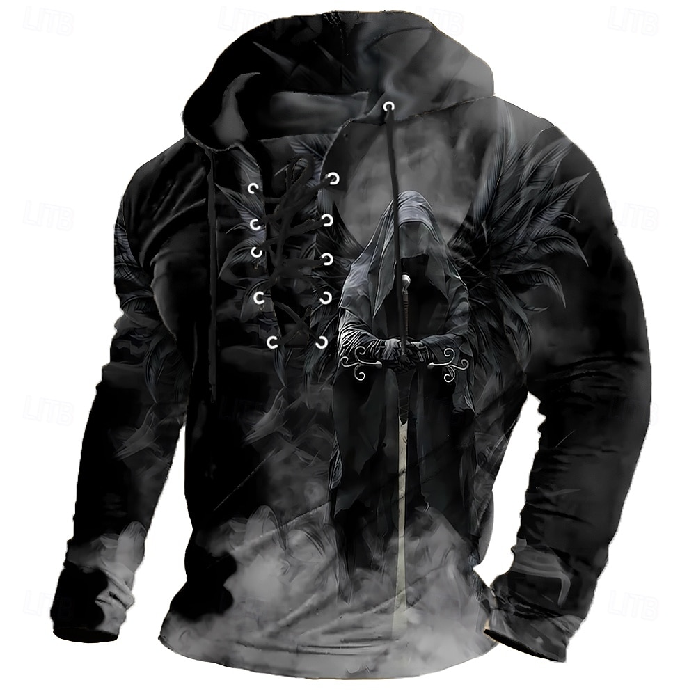 Halloween Pánské Chmurný sekáč 3D tisk Žací stroj Mikina Punk Přehnaný Dlouhý rukáv Tričkový Klub Streetwear Jezerní modrá Černá Šňůrky Podzim Zima Návrhář 2025 - $32.99 –P1