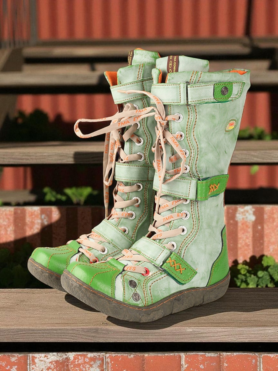 stivali da donna verdi con lacci alti fino al ginocchio – stivali da combattimento vintage da esterno per outfit autunnali, da fattoria, da festival e casual del 2026 a $89.99 –P1