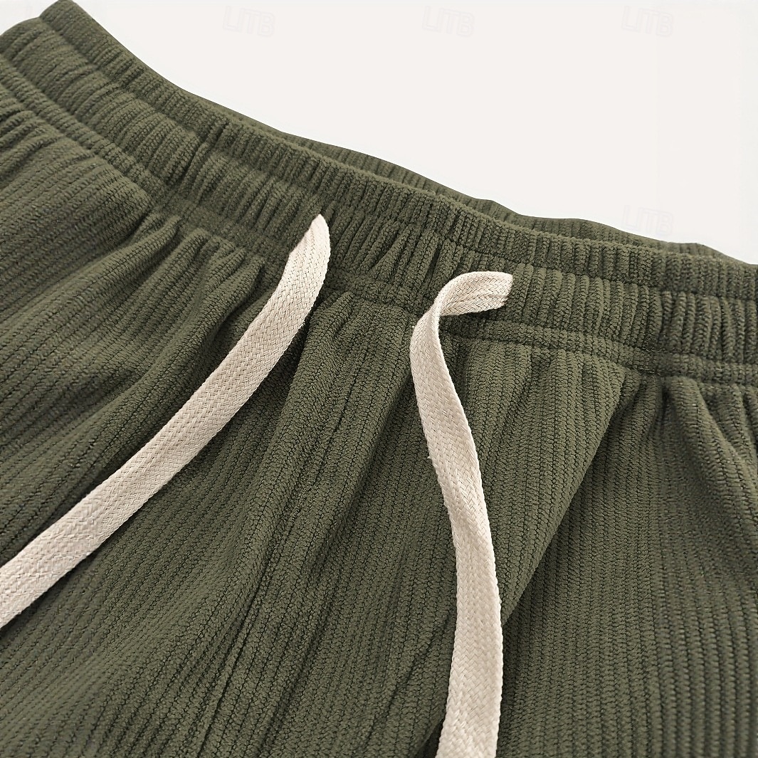 Men's Corduroy Pants Trousers Slacks Casual Pants Drawstring Elastic Waist Front Pocket Plain Comfort Full Length Outdoor Vacation Home Vacation Fashion Loose Fit Green Stretchy 2026 - $21.99 –P6