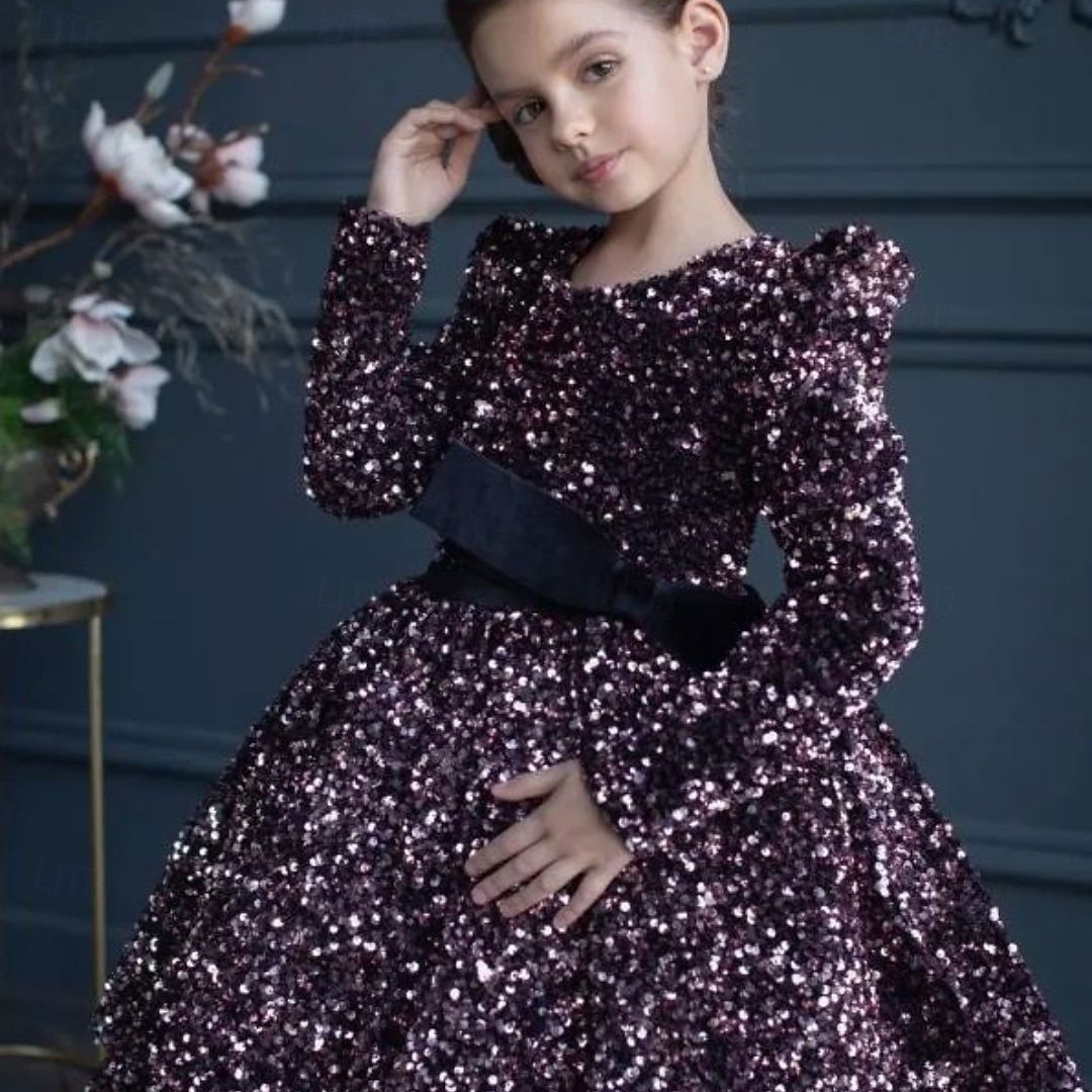 Kinder Mädchen Partykleid Einfarbig Langarm Leistung Netz Prinzessin Süß Netzstoff Knöchellang Etui-Kleid Tüllkleid Sommer Frühling Herbst Kinder Schwarz Weiß Wein 2025 - $79.99 –P11