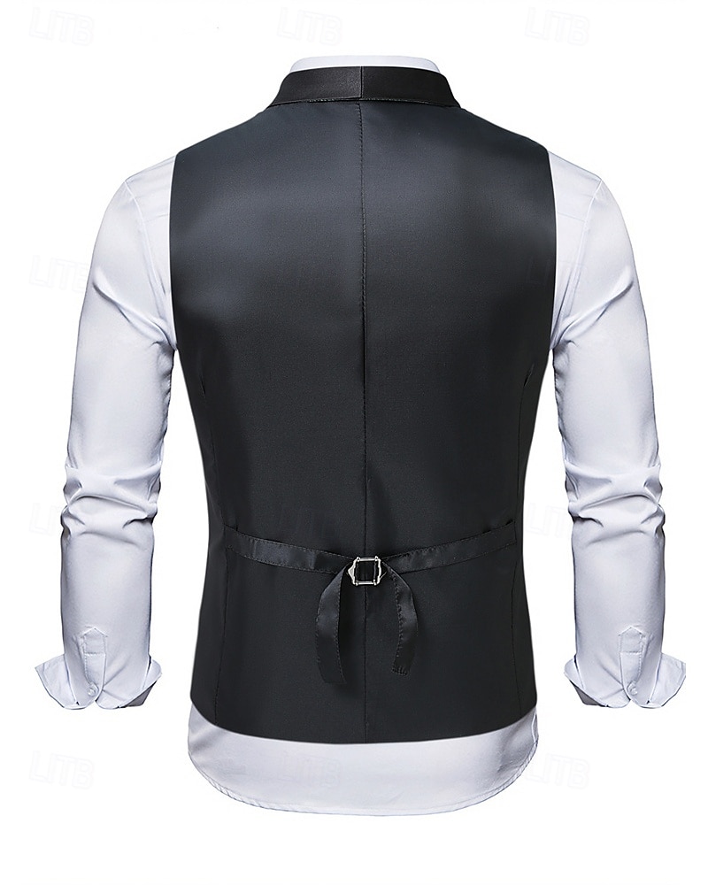Herre سترة Veste Gilet Feriereise Fest Virksomhet Mote Fritid Vår Høst Lomme Knapper Polyester Bekvem Paisly Enkelt Brystet Enn-knapp Knaphul Normal Mørkegrønn Vest 2025 - $35.99 –P3