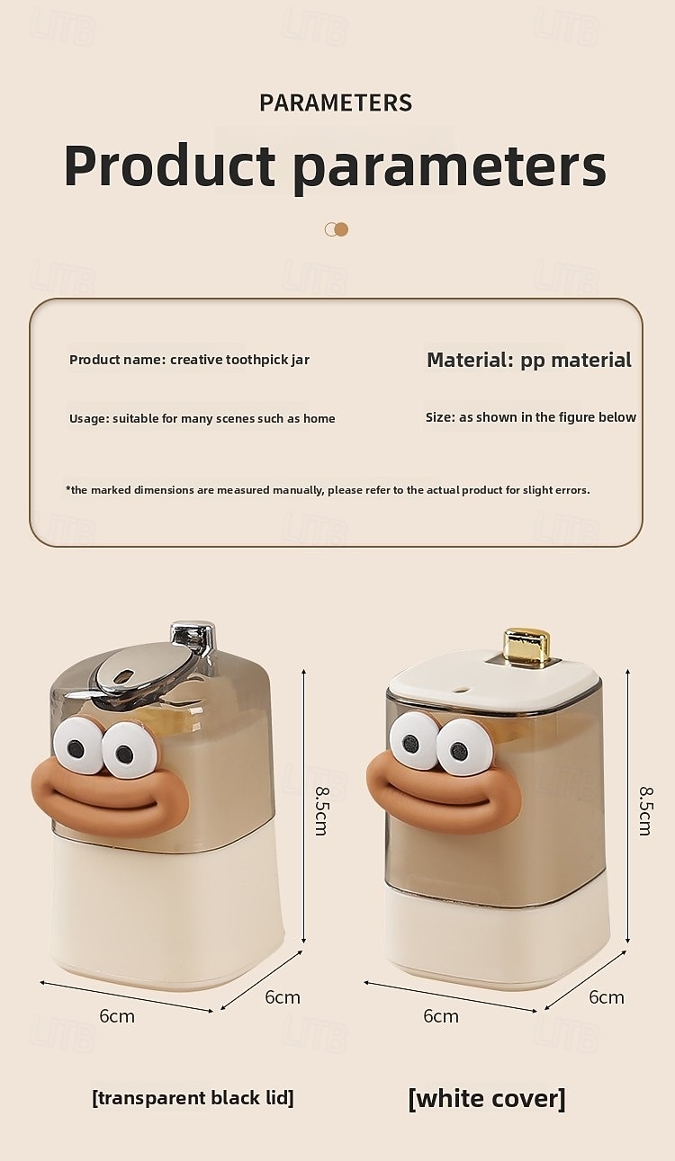 distributore automatico di stuzzicadenti a comparsa, design creativo a pulsante con simpatici adesivi a forma di cartone animato, ideale per l'uso in cucina e sul tavolo da pranzo del 2025 a $7.99 –P8