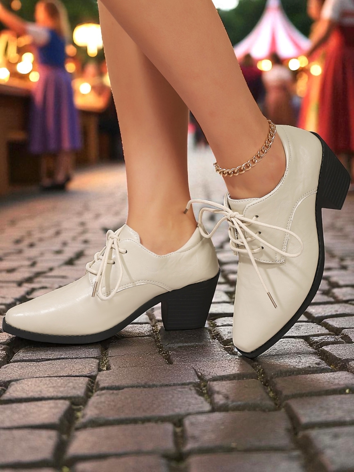 Oxfords femininos de couro preto com cadarço e salto bloco – sapatos clássicos de estilo vintage para Oktoberfest, passeios casuais e uso diário de 2025 por $32.99 –P4