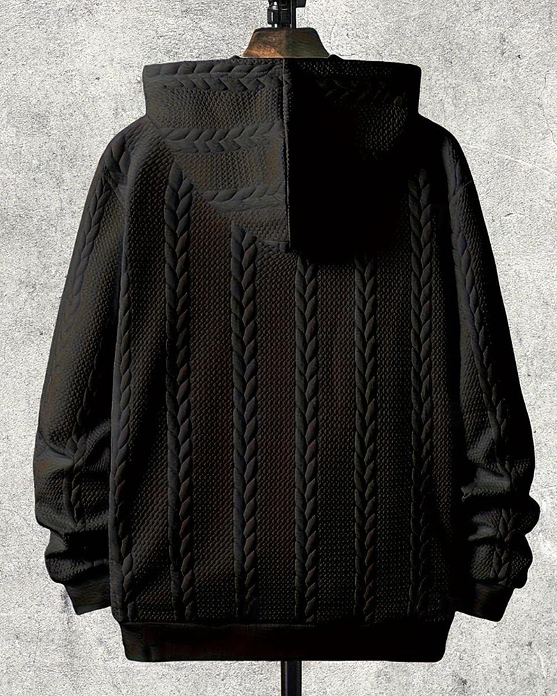 Herren Kapuzensweatshirt Vollreißverschluss-Kapuzensweatshirt Schwarz Weiß Mit Kapuze Einfach Jacquard Tasche Gerippt Strukturiert Sport & Outdoor Täglich Ferien Polyester Streetwear Basic Lässig 2026 - $31.99 –P4
