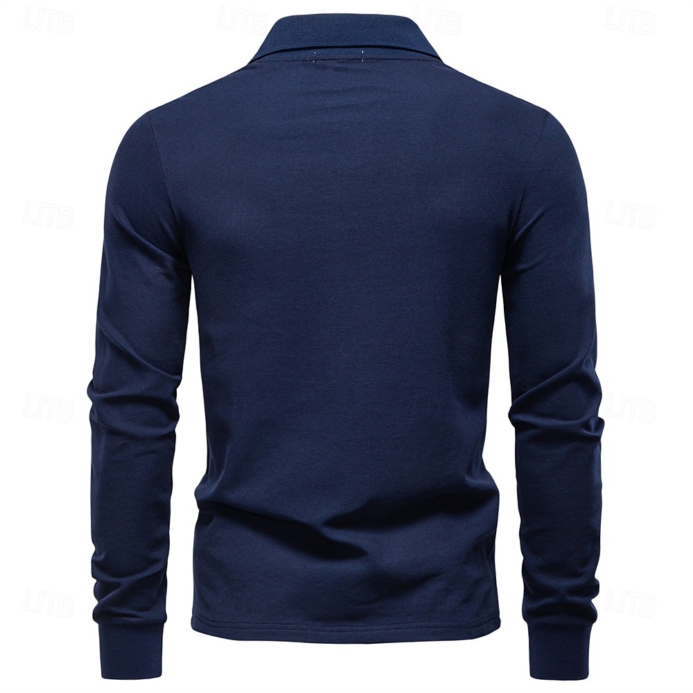 Herre Polo Arbeid Virksomhet Aftæpning Langermet Fritid Bekvem عادي Broderi Fargeblokk Alle årstider Normal Svart Hvit Mørk Marineblå Militærgrønn Lyseblå Polo 2026 - $21.99 –P9