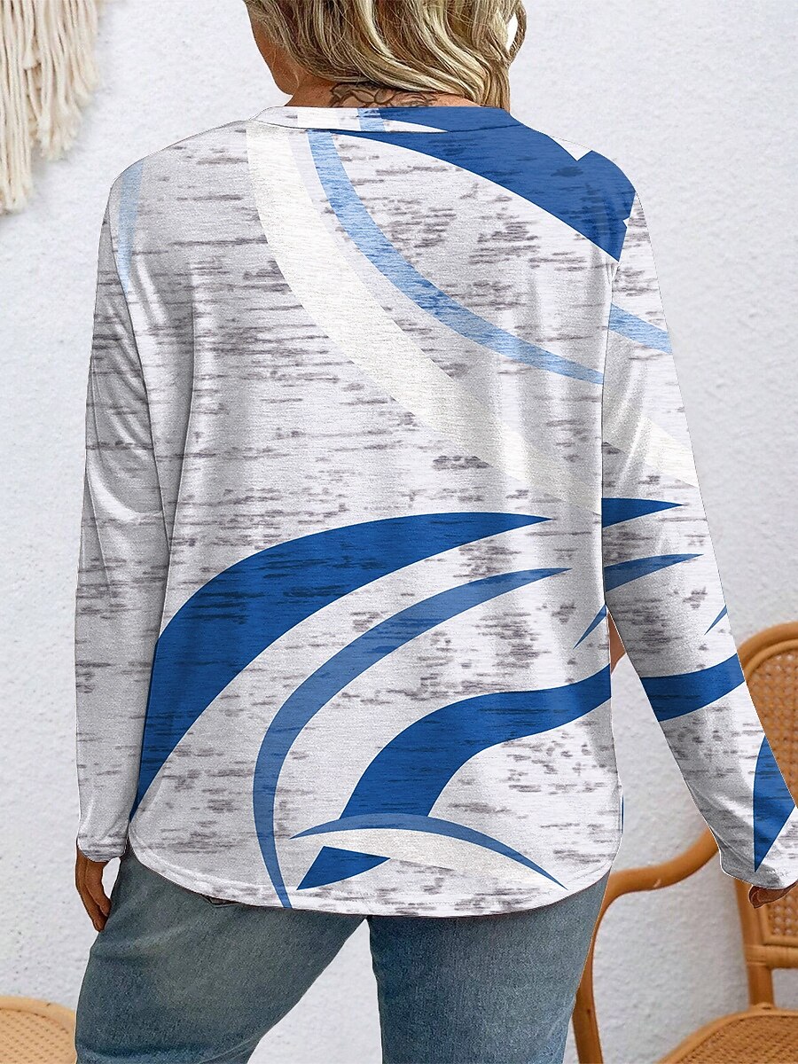 Pentru femei Plus Size Topuri Tricou Grafic Abstract Imprimeu Manșon Lung Stil Nautic Casual Zilnic Poliester Toamnă Iarnă Galben Roșu-aprins 2025 - $22.99 –P2