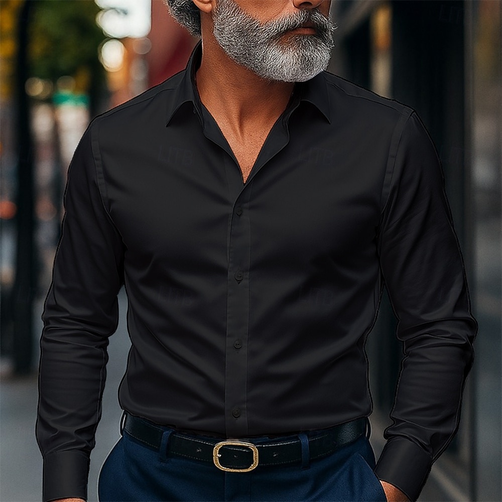 Per uomo Camicia Camicia elegante Camicia non stiro Camicia con Bottoni Camicia con colletto da club Semplice Matrimonio Streetwear Nero Bianco Rosa Vino Manica Lunga Collo ripiegato Estate Primavera del 2026 a $22.99 –P8