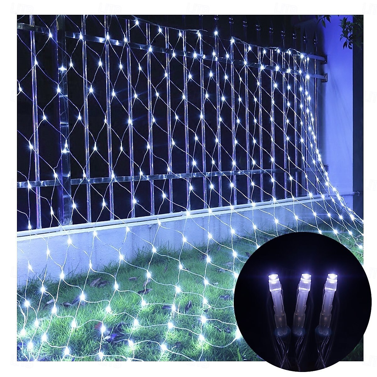 led net net string 3m x 2m 200 leds net lights lights κουρτίνα φώτα ψαρέματος λευκό ζεστό λευκό μπλε πολύχρωμο χριστουγεννιάτικο δέντρο διακόσμηση σπιτιού πάρτι μωβ μπλε ζεστό λευκό πολύχρωμο λευκό 2025 - $20.99 –P3