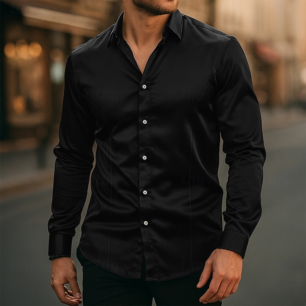 Per uomo Camicia Come la seta Camicia in raso Camicia elegante Camicia casual Camicia con Bottoni Semplice Matrimonio Abbigliamento casual alla moda Nero Bianco Giallo Rosa Manica Lunga Bavero del 2025 a $21.99 –P2