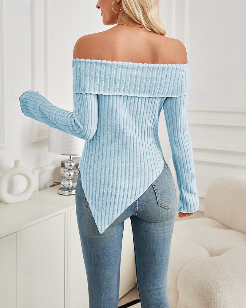 Femmes Chemisier Uni Élégant Moderne manche longue Épaules Dénudées Hauts Réguliers Fête Sortir Nœud Dos nu Noir Blanche Rose Claire Abricot Bleu clair Automne de 2025 ? $17.49 –P16