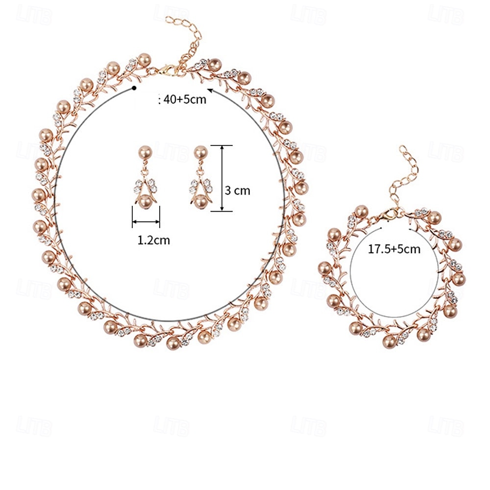 Parure de bijoux 3 Perle Perle Chrome 1 Collier Boucles d'oreilles Collier Femmes Élégant ancien Mode Le style rétro Classique Fleur Parure de Bijoux Pour Mariage Soirée robe demoiselle d honneur de 2025 ? $13.99 –P5