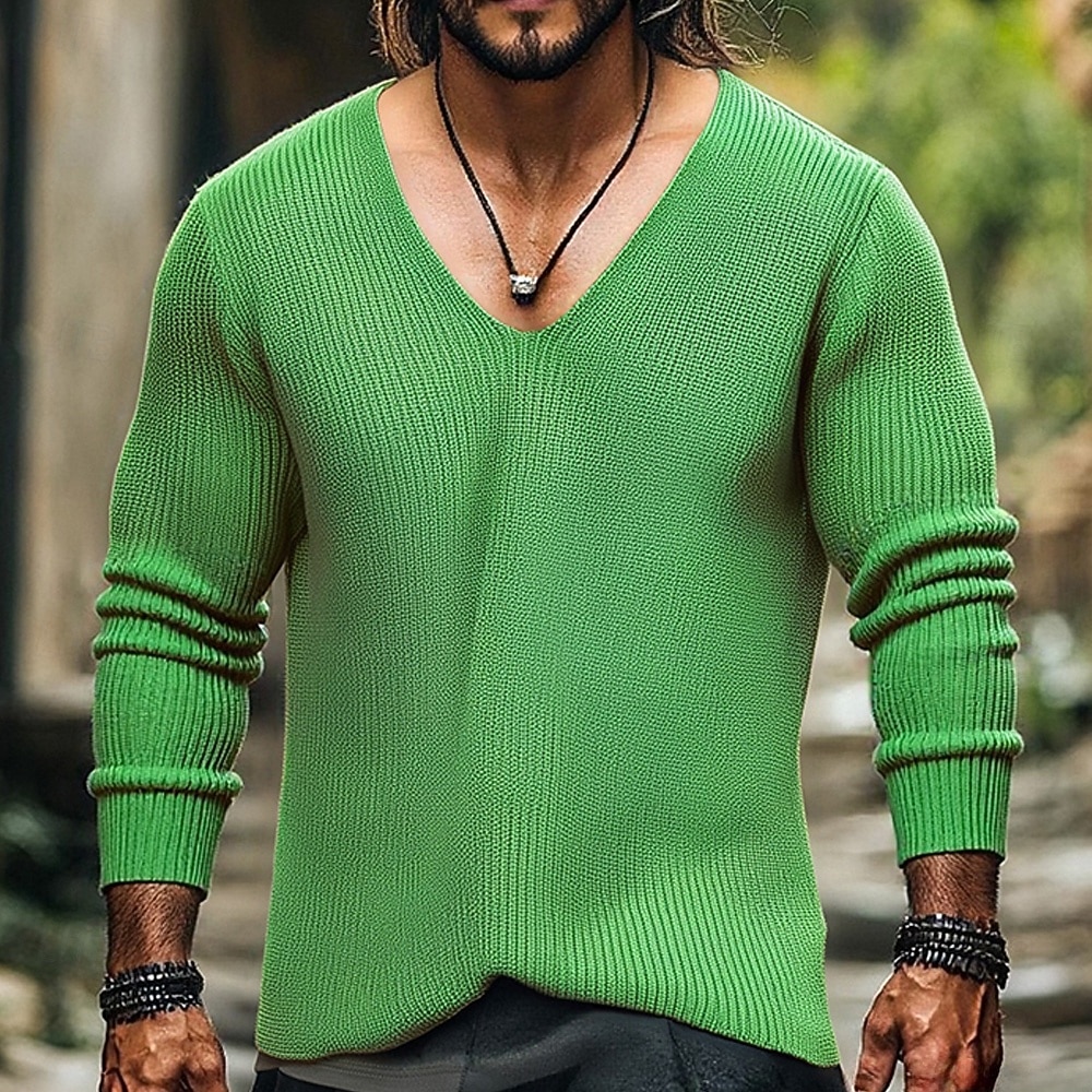 Per uomo Maglione Maglione a maglia A Coste Maglia Top Regolari Lavorato a maglia Semplice Scollo a V Moda Essenziale Vacanza Abbigliamento quotidiano Abbigliamento Autunno Inverno Nero Blu S M L del 2026 a $44.99 –P1