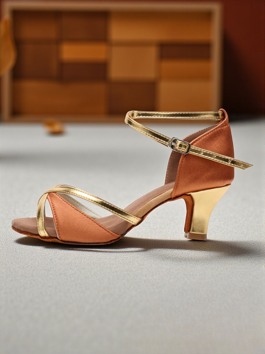 オレンジ サテン ストラップ 社交ダンスラテンシューズ 000000000358_xrSrhYH.jpg