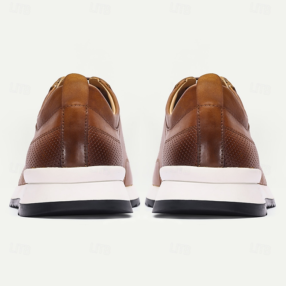 brune herresneakers i skinn – lette sportssko med snøring for hverdagsbruk, reiser og helgetur 2025 - $109.99 –P5