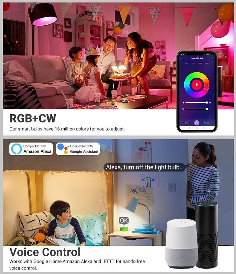 LED-taklampor infälld belysning wifi bluetooth, infälld taklampa, burklampor, rgb färgskiftande, dimbar, för sovrum, vardagsrum, köksbelysning i taket 2025 - $18.99 –P4