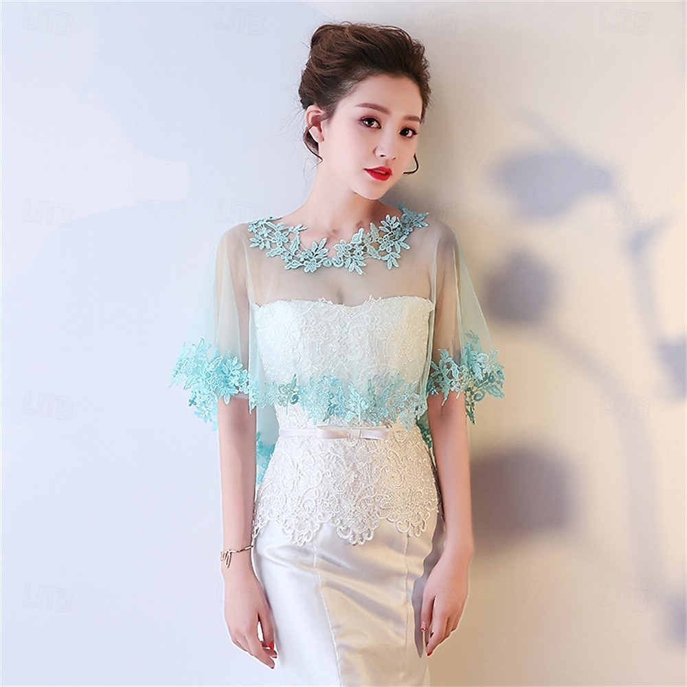 Chaquetas de bolero de encaje para novia, boda, chal, fiesta formal, graduación, noche, capa para novia, dama de honor, encogimiento de hombros 2026 - $17.49 –P14