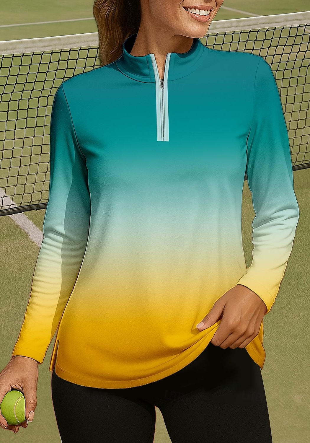 نسائي التدرج Shirt قميص رياضي قميص بولو قميص تنس كم طويل سحاب زهري UPF50+ مقاوم للأشعة فوق البنفسجية عالية المرونة رطوبة فتل متنفس تينس الغولف ركض مرتفعة طوق بسحاب قميص قميص طويل الذراعين 2026 - $25.99 –P4