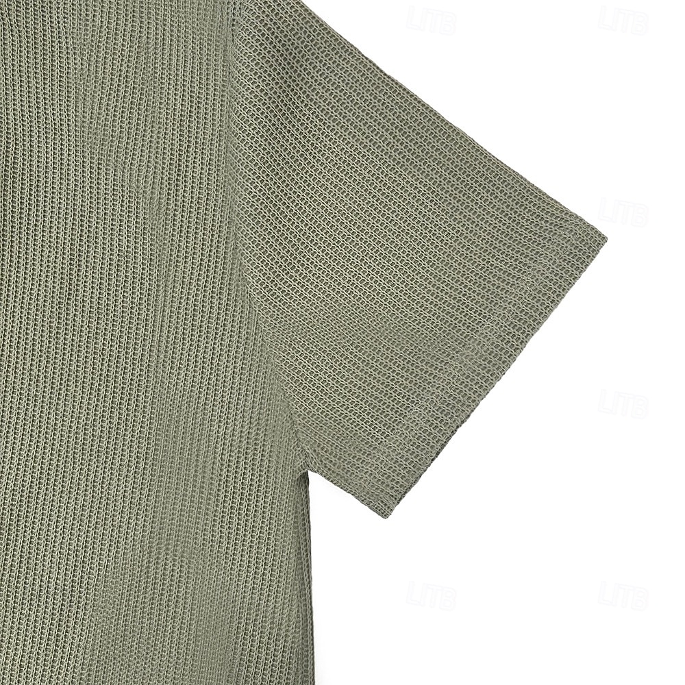Per uomo Camicia a nido d'ape Maglietta Camicia a Maniche Corte Manica Corta Girocollo Estate Primavera Tinta unica Streetwear Elegante Casual Girocollo Puro Casuale Quotidiano All'aperto Verde Blu del 2026 a $48.99 –P5