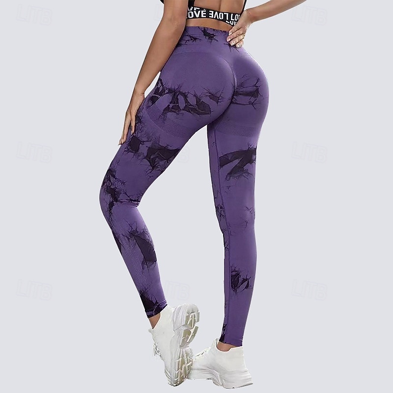 Damskie Spodnie kompresyjne Běžecké kalhoty Legginsy do jogi Wyszczuplenie brzucha Wysoka talia Siłownia Trening Obuwie sportowe Doły Wzór tie-dye Ciemnoróżowy Czarny Różowy Jesień Sport Odzie 2026 - $12.99 –P9