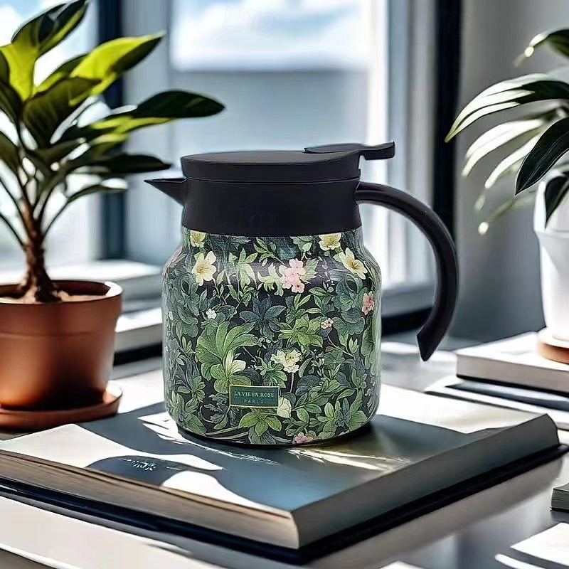 Vintage blomstermønster te termos 316 rustfritt stål isolert tekanne stor kapasitet varmtvannskanne med teseparasjon design husholdning enkel stil termisk vannkoker 2026 - $23.99 –P7