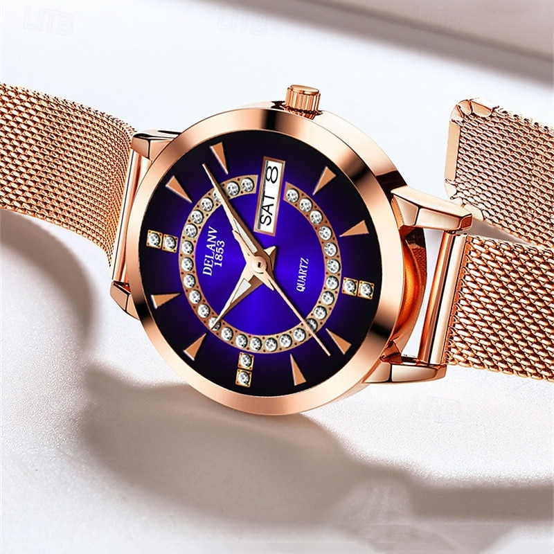 The New Ladies' Alloy Mesh Strap Fashion Watch With Ipx7 Water Resistance Dual Calendar Luminous Casual Quartz Watch Light Luxury And Versatile Elegant Ladies' Wristwatch 2025 - $16.99 –P8