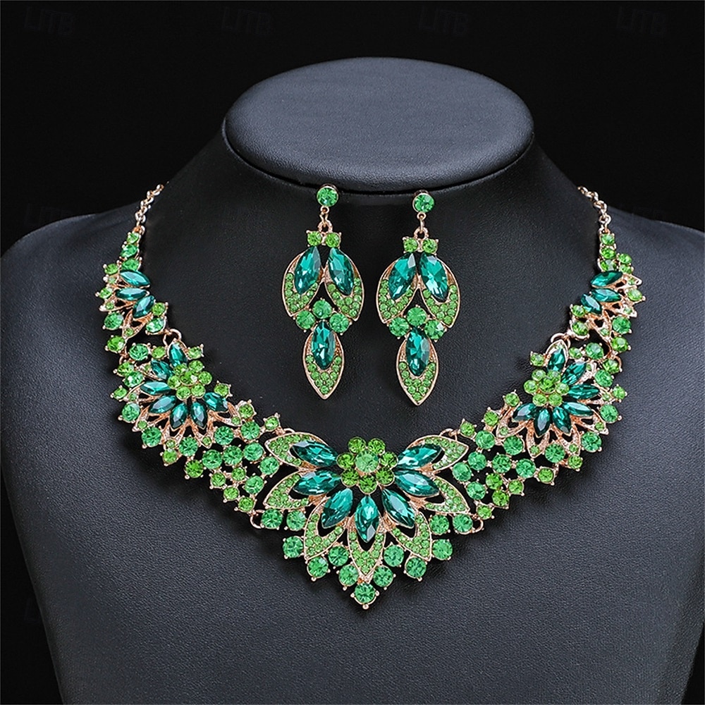 Jewelry Set Two-piece Suit Crystal Alloy Earrings Necklace Women's Elegant Vintage Fashion Vintage Style Classic Jewelry Set For Wedding Party Wedding Guest 2026 - $21.99 –P1