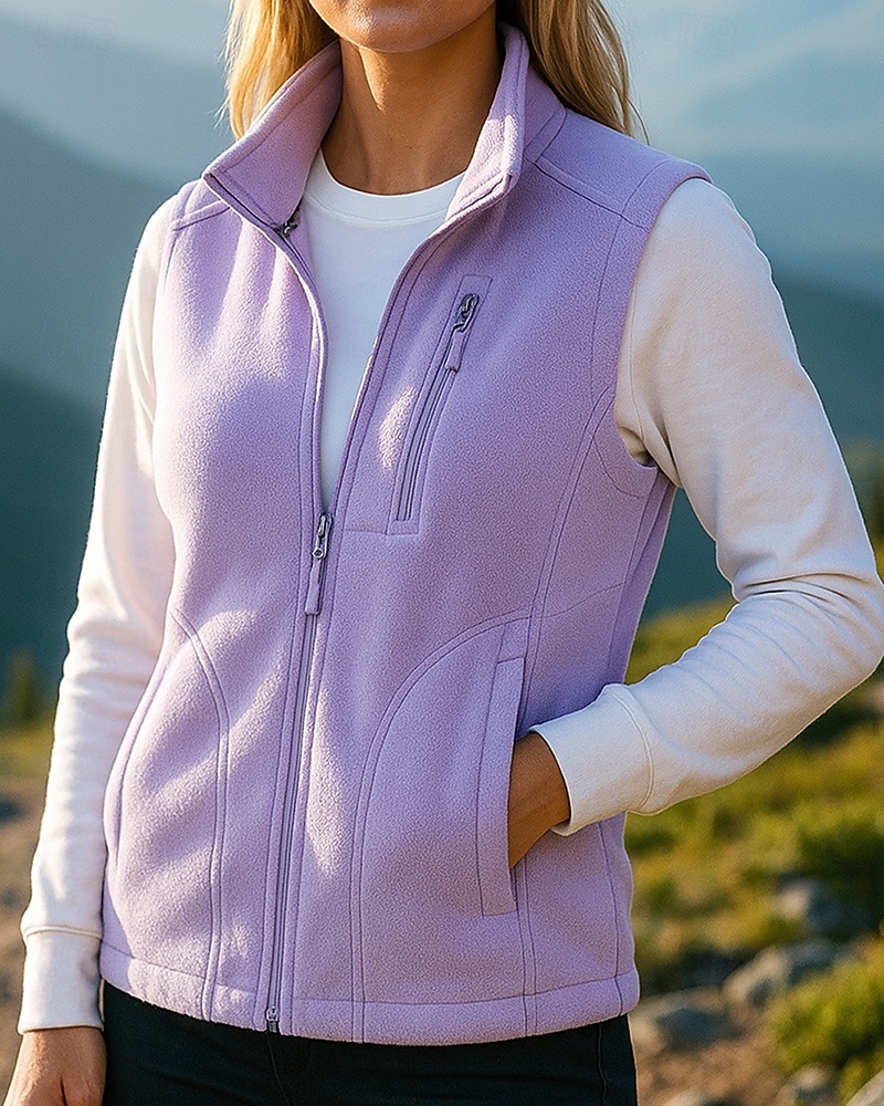 בגדי ריקוד נשים וסט לטיולי הליכה מעיל חורף אפוד פליז חורף סתיו בָּחוּץ שמור על חום הגוף וסט ציד דיג לטייל שחור ורוד סגול 2026 - $28.99 –P1