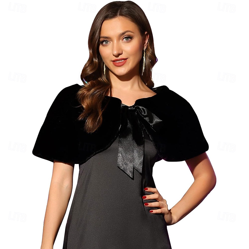 Damenumhang Elegant warm halten Ärmellos Kunstpelz Hochzeit Schals Mit Unifarbe Für Hochzeit Herbst Winter 2026 - $17.49 –P1