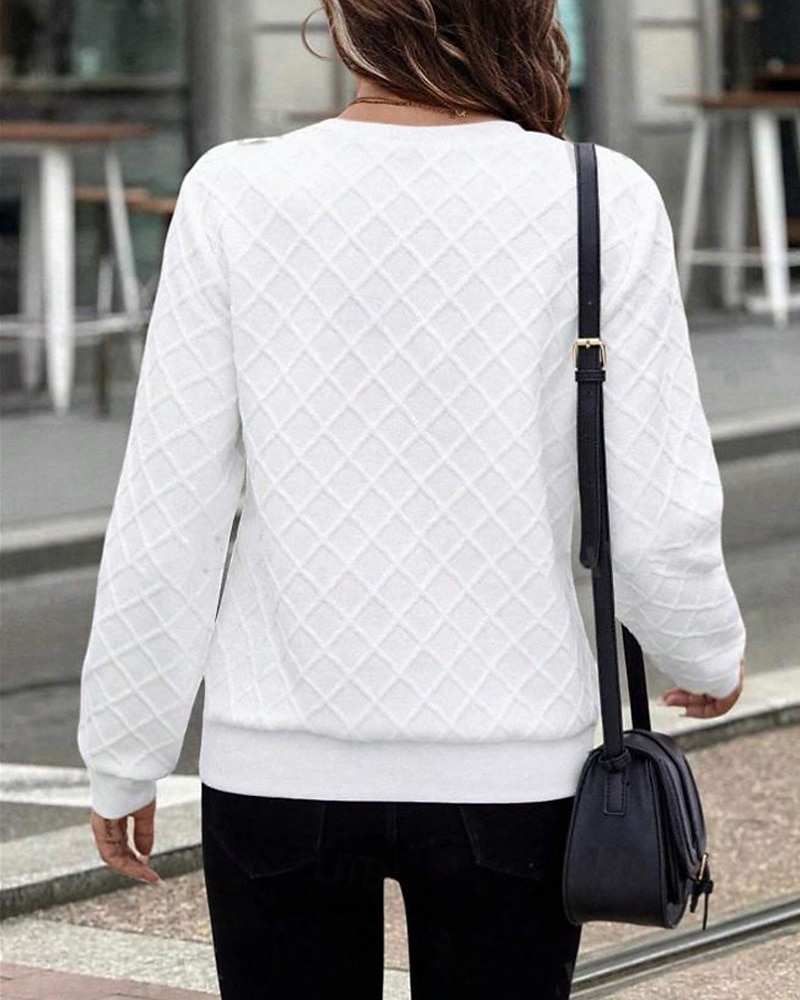 Per donna Felpa con texture Felpe Felpe con cerniera Semplice Streetwear Casual Comodo Manica Lunga Collo Alto Top Regolari Streetwear Ferie Uscire Zip a un quarto Bianco Primavera Autunno del 2025 a $23.99 –P2