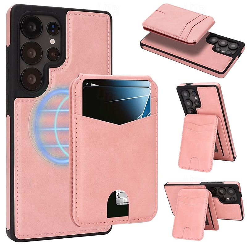 telefon Carcasă Pro Samsung Galaxy S25 S25 Hrana S24 Ultra Plus S24 FE Zadní kryt Magnetické Stojánek Slot pro kartu Retro TPU PU kůže 2025 - $14.99 –P1