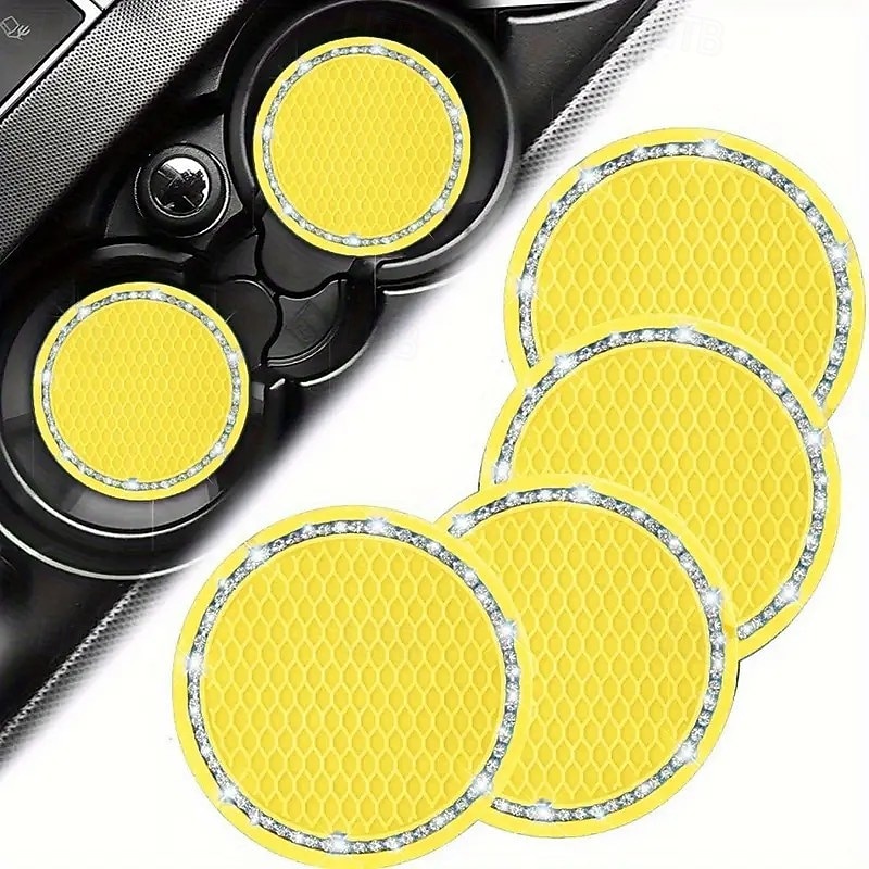 4 универсальных автомобильных коврика под стакан, нескользящие мягкие аксессуары для салона с кристаллами и бриллиантами, автомобильные органайзеры для подставок под напитки, практичное украшение для 2026 - $12.99 –P8