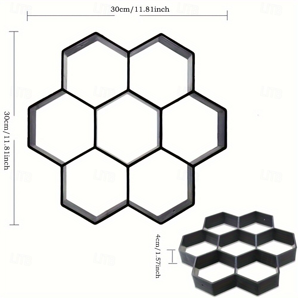 قالب رصف سداسي الشكل، 11.4 × 11.4 × 1.5 بوصة، صانع ممرات خرسانية للحديقة، حجر متدرج، قالب أسمنتي لرصف أرضيات الفناء، مادة بلاستيكية 2025 - $20.99 –P2