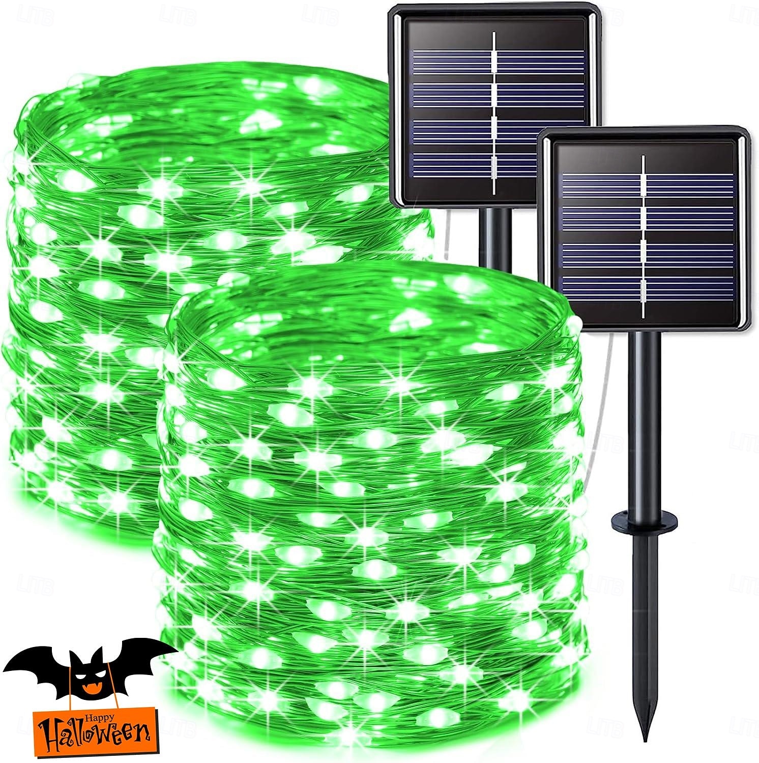 2 ks 10M/33FT 100 LED Korálky Venkovní IP44 Voděodolné Solární Fairy Světelný Řetěz Halloween Svatební Valentýna Dvůr Trávník Zahrada Festivalová Atmosféra Dekorace Měděný Drát Světlo 2026 - $14.49 –P9