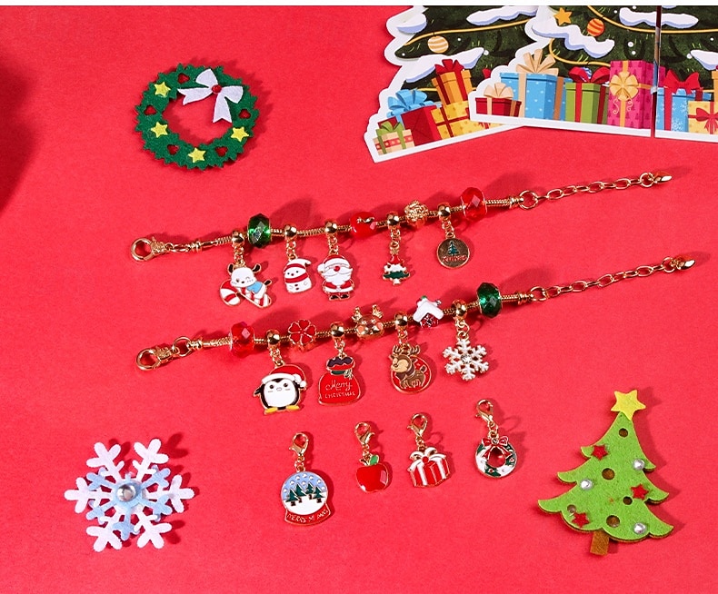 Christmas Advent Calendar Bracelets 2025 for Girls, 24 Days DIY Jewelry Making Kit with 22 Charm Beads and 2 Adjustable Bracelets, Xmas Countdown Gift for Kids Teens Women 2025 - $18.49 –P4