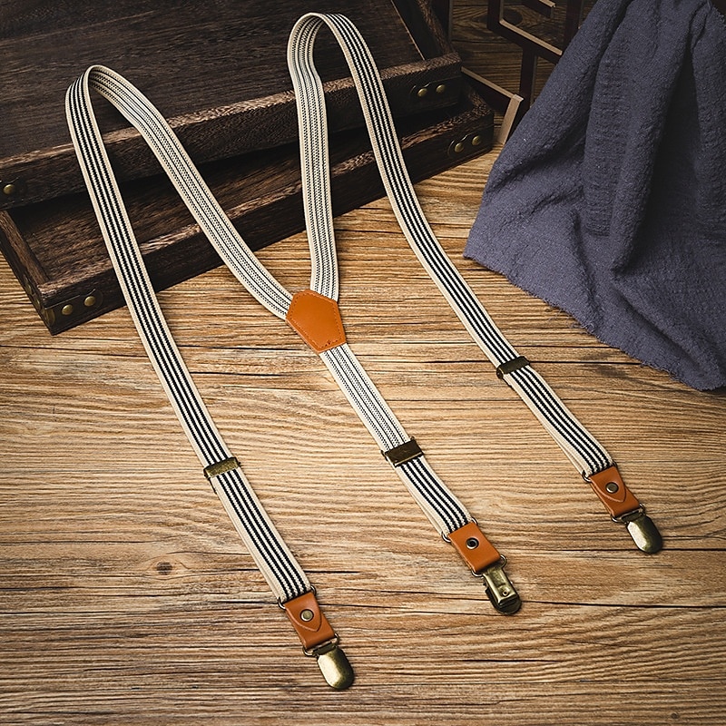 Men's Suspenders Fashion Polyester Alloy Adjustable Stripes Beige Daily Formal Evening Waist Belt 2026 - $11.49 –P2