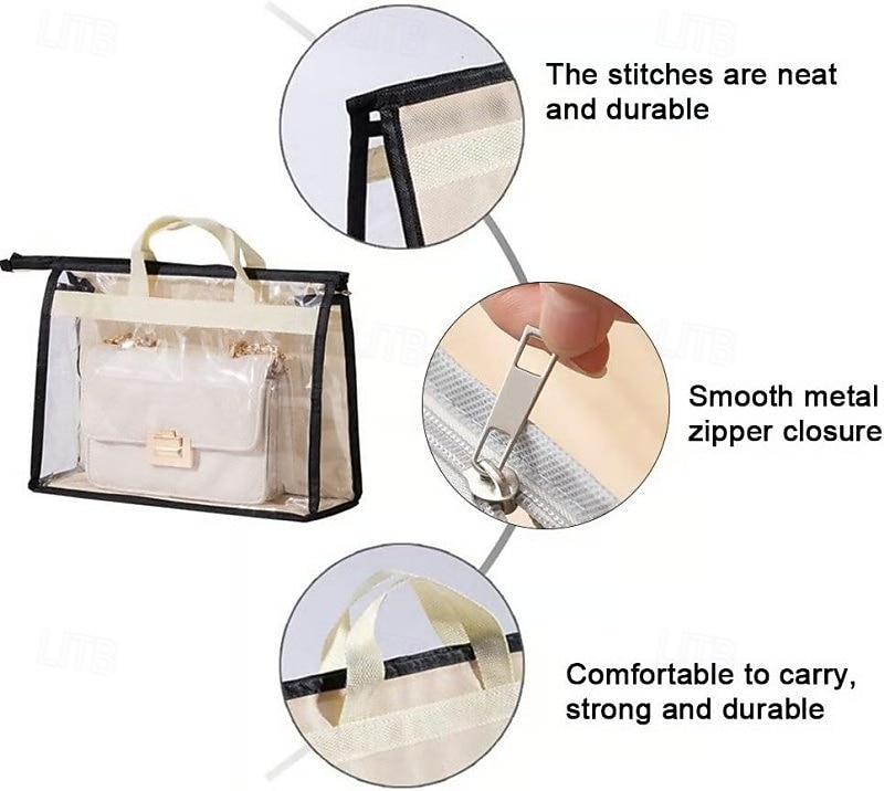 Handtas stofdichte opbergorganizer grote capaciteit hangende kasttashouder vochtbestendig pvc transparant ontwerp portemonneebeschermer opbergtas met meerdere zakken voor garderobeaccessoires 2025 - $6.49 –P3