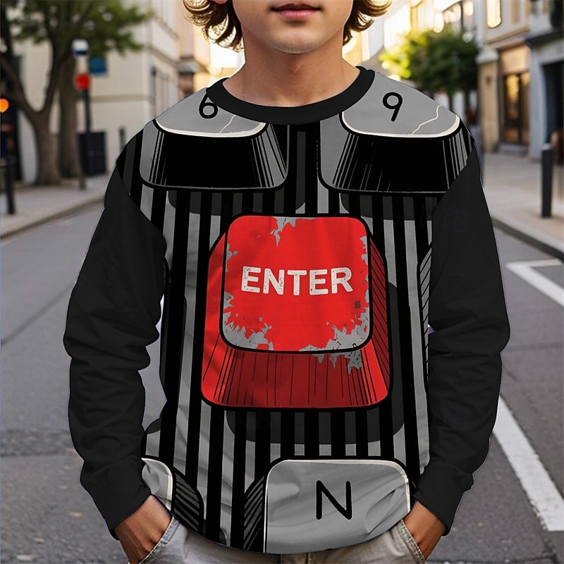 Halloween Pojkar 3D Grafisk T-shirt Långärmad Vår Höst Mode Grundläggande Barn 4-12 år Rund hals Utomhus Ledigt Dagligen Normal 2025 - $13.99 –P2