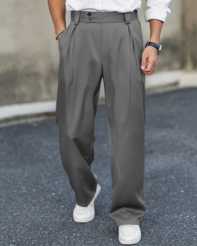Herren Anzughose Hose Chinos Stoffhosen Tasche Knöpfe Einfach Komfort Formell Party Arbeit Mode Klassicher Stil Schwarz Marineblau Mikroelastisch 2025 - $26.99 –P1
