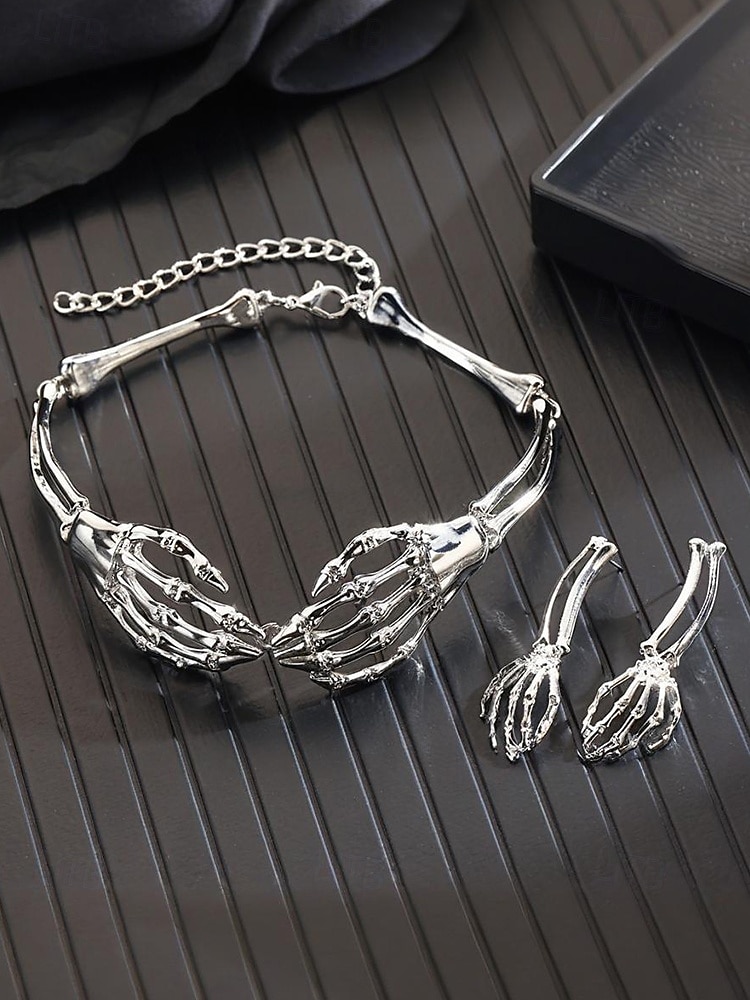 Σετ γυναικείων σκουλαρίκια κολιέ με σκελετό για το Halloween, σε γοτθικό πανκ στυλ, ιδανικό για πάρτι μεταμφιεσμένων και avant-garde κοστούμια 2025 - $11.99 –P3