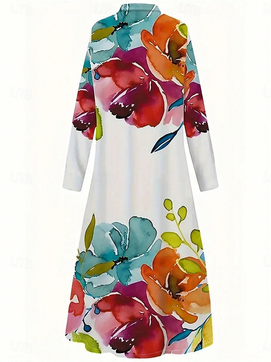 Pentru femei Rochie Maxi Rochie de schimb Casual Zilnic Dată Fit regulat Floral Grafic Manșon Lung Guler Cămașă Galben Roz Îmbujorat Roșu-aprins Albastru piscină Vară Primăvară Toamnă 2025 - $38.99 –P2
