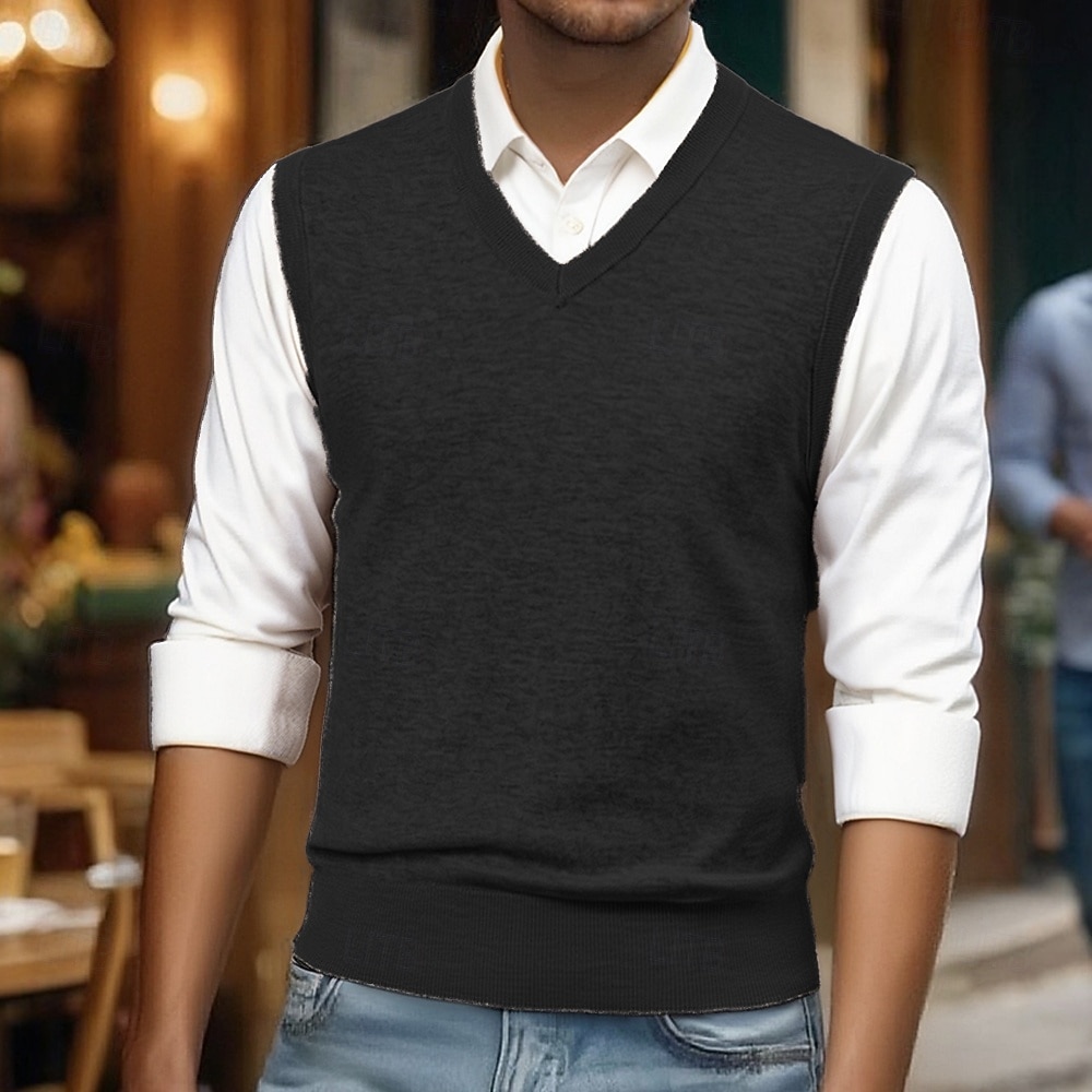 Herren Pullunder Kleid Pullover Pullover Weste Strickpullover Gerippt Stricken Normale Oberteile Gestrickt Einfach V Ausschnitt Mode Lässig Urlaub Alltagskleidung Bekleidung Frühling Herbst 2026 - $45.99 –P6