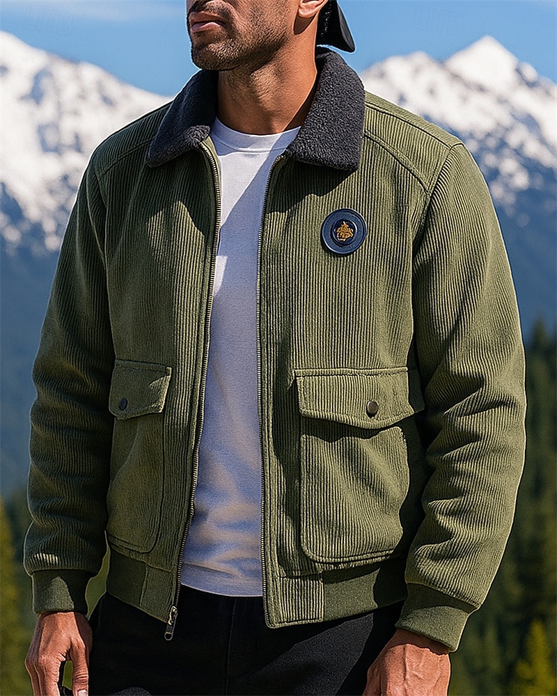 Men's Bomber Jacket Fleece Jacket Winter Outdoor Thermal Warm Fleece Jackets Full Zip Hunting Fishing Climbing Black Army Green Khaki Grey 2025 - $34.99 –P4