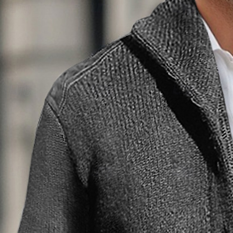 Herren Pullover Strickjacke Gerippt Stricken Normale Oberteile Gestrickt Knopf vorne Einfach Umlegekragen Urlaub Mode Lässig Alltagskleidung Bekleidung Winter Frühling & Herbst Schwarz Marineblau M L 2025 - $37.99 –P7